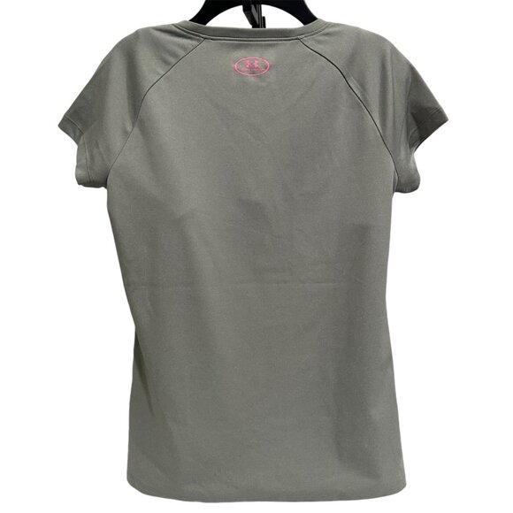 🍂Under Armour Youth Girl Short Sleeve Gray Loose Fit T-shirt Pink Size YLG - Picture 5 of 5